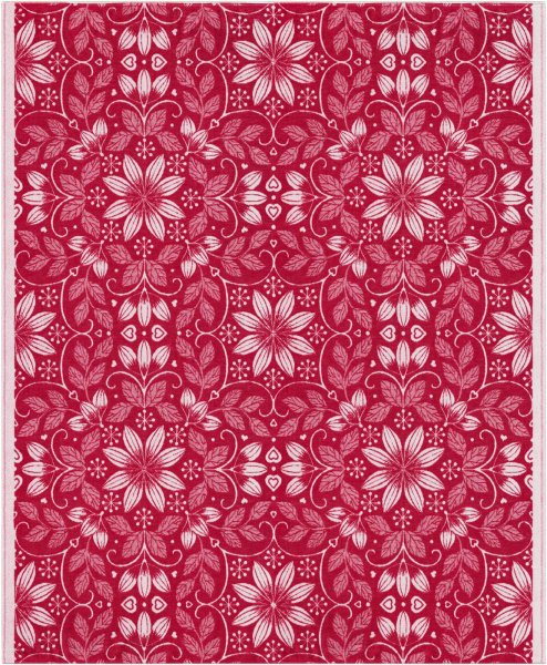 Plaid von Ekelund; Modell Värme 030 in Grundfarbe rot aus Baumwolle; Größe 140x170 cm rechteckig; Motiv grafische Muster, Winter; Muster gewebt