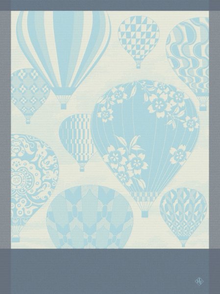 Tea towel from Le Jacquard Français; Model Cappadoce Azur; main colour blue in cotton; Size 60x80 cm rectangular; Motif Landscapes; Pattern jacquard woven