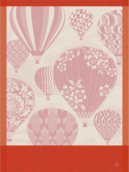 Tea towel from Le Jacquard Français; Model Cappadoce Sunset; main colour pink in cotton; Size 60x80 cm rectangular; Motif Landscapes; Pattern jacquard woven