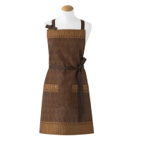 Apron from Le Jacquard Français; Model Barista Moccacino; main colour brown in cotton; Size 80x96 cm rectangular; Motif Food and drink; Pattern jacquard woven