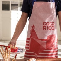 Apron Coco-Rico Rouge 90x90 cm cotton - Le Jacquard...