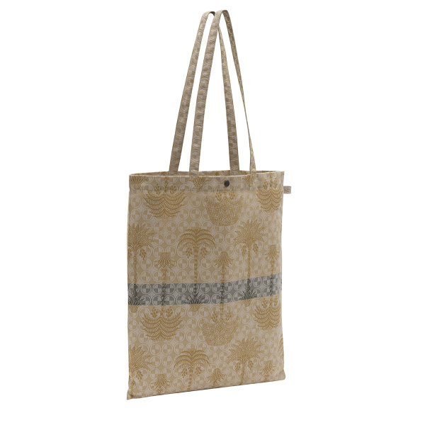 Borsa da spiaggia de Le Jacquard Français; Modelo Palmeraie Désert; Colore principale giallo en cotone; Taglia  rettangolare; Motivo Fiori e piante, disegni grafici in tessuto jacquard