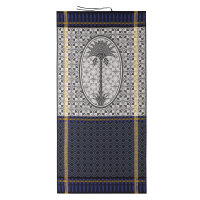 Toalla de playa de Le Jacquard Français; Modelo Palmeraie Oasis; Color principal negro en algodón; Tamaño 100x200 cm rectangular; Motivo Plantas y flores, diseños gráficos nido de abejas