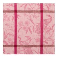 Serviettes de table (4x Set) de Le Jacquard Français; Model À LOrangerie Magnolia; Couleur principale rose en lin; Taille 55x55 cm carré; Motif Été, Animaux tissé jacquard