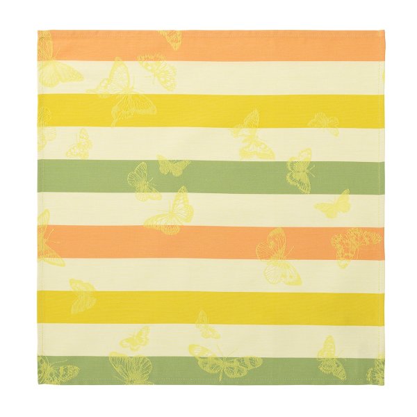 Servilletas (4x Set) de Le Jacquard Français; Modelo Bal Des Papillons Citrus; Color principal amarillo en algodón; Tamaño 50x50 cm cuadrado; Motivo Verano, Animales en tejido jacquard