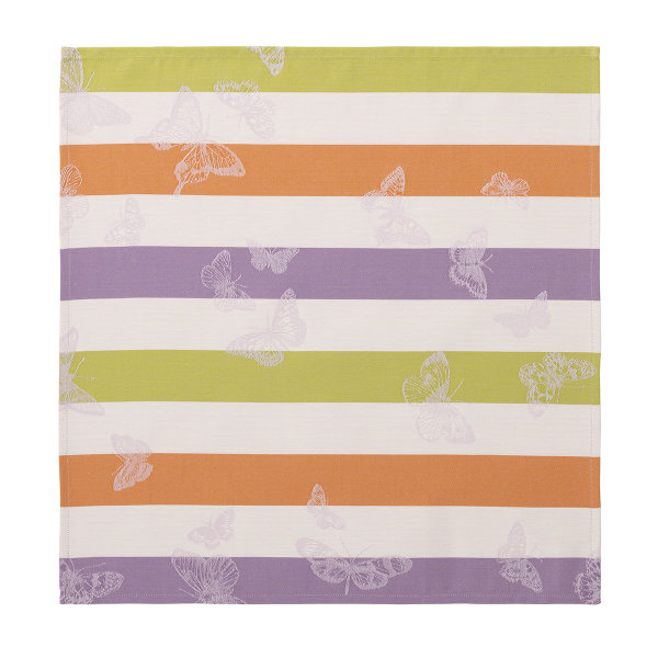 Serviettes de table (4x Set) de Le Jacquard Français; Model Bal Des Papillons Lilas; Couleur principale violet en coton; Taille 50x50 cm carré; Motif Été, Animaux tissé jacquard