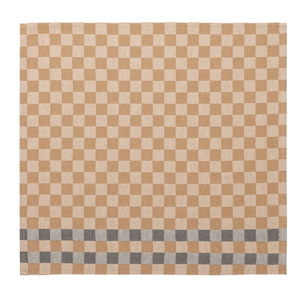 Servilletas (4x Set) de Le Jacquard Français; Modelo Champêtre Damier; Color principal marrón en algodón; Tamaño 50x50 cm cuadrado; Motivo diseños gráficos en tejido jacquard