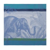 Servilletas (4x Set) de Le Jacquard Français; Modelo Sinharâja Océan; Color principal azul en algodón; Tamaño 50x50 cm cuadrado; Motivo Paisajes, Animales en tejido jacquard