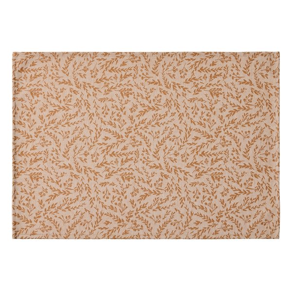 Coated placemats (2x Set) from Le Jacquard Français; Model Champêtre Brindilles; main colour beige in cotton; Size 36x50 cm rectangular; Motif graphic patterns; Pattern jacquard woven