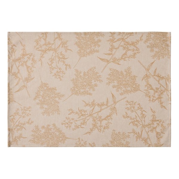 Coated placemats (2x Set) from Le Jacquard Français; Model Champêtre Graminées; main colour beige in cotton; Size 36x50 cm rectangular; Motif graphic patterns; Pattern jacquard woven