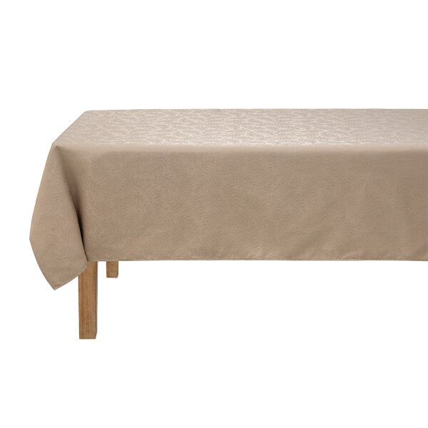 Le Jacquard Français - Mantel revestido - Vegetal Mood - Cajou hecho de 100% algodón en beige - en tejido jacquard - GTIN: 3660269308841