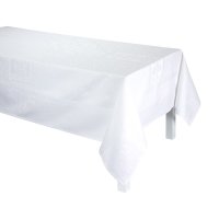 Mantel de Le Jacquard Français; Modelo Siena Blanc; Color principal blanco en algodón; Tamaño 175x320 cm rectangular; Motivo Celebraciones festivas en tejido jacquard