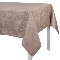 Tablecloth from Le Jacquard Français; Model Tivoli Poivregris; main colour grey in linen; Size 175x175 cm Square; Motif festive occasions; Pattern jacquard woven